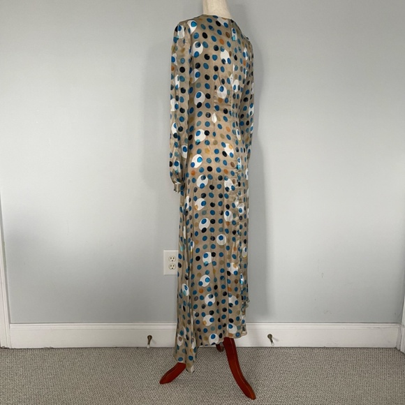 Hunter Bell Tan with Blue Polka Dot Dress - Size 4 - Picture 4 of 10